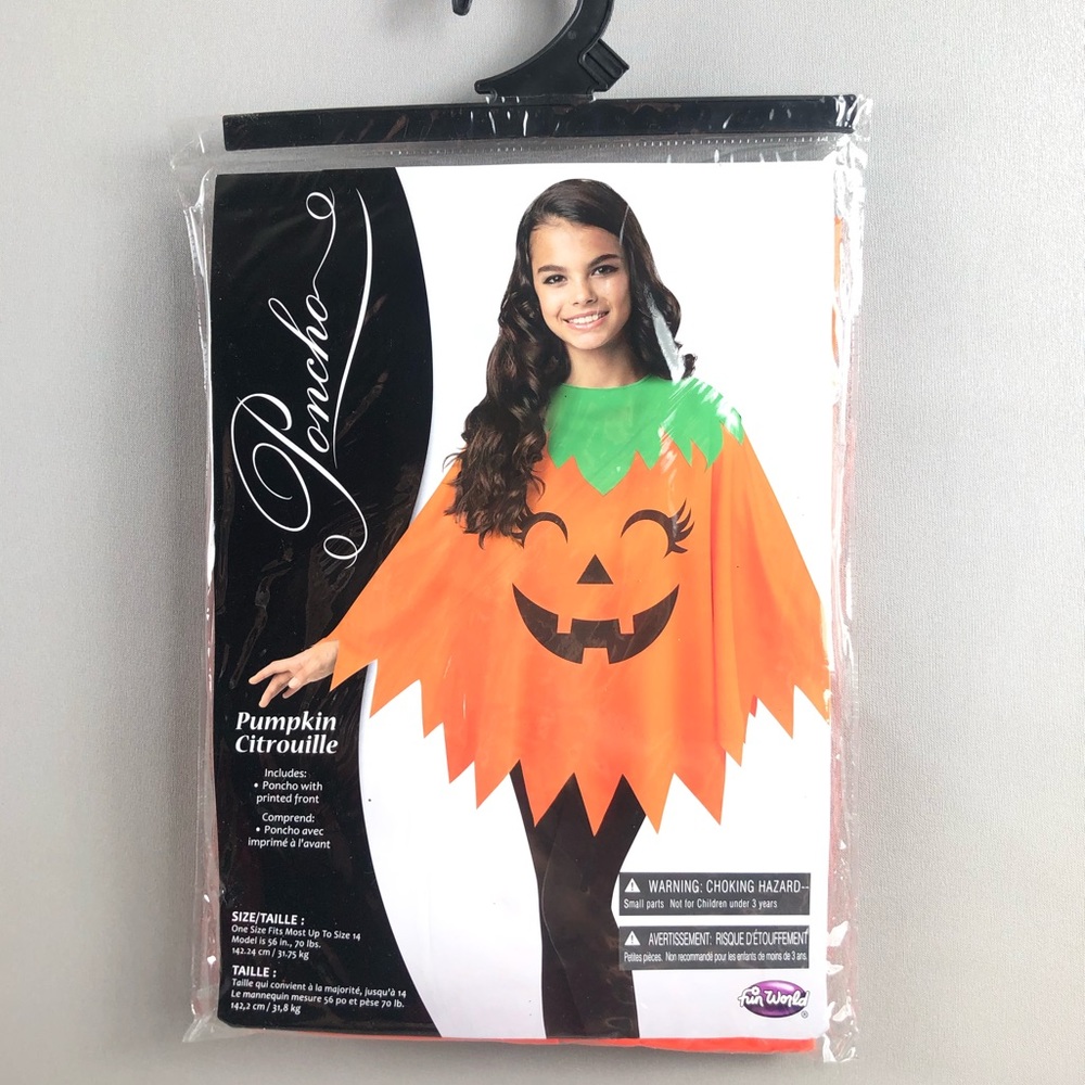 Pumpkin Kids Poncho Halloween Costumes